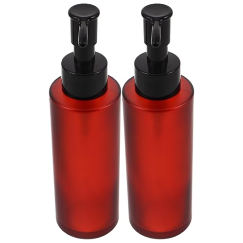 VICASKY 2 Pièces Lot de Flacons Pompe Verre Ambré Refilables pour Huile Démaquillante Lotion Shampooing Distributeurs Précis et Portables Rouge Vin