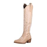 Bequeme Passform: Der Reißverschluss ermöglicht ein leichtes An- und Ausziehen. Die Stiefel sind aus weichem Material und haben einen Blockabsatz und eignen sich ideal für den täglichen Gebrauch. Die Schuhe haben eine Schafthöhe von 42 cm und der Absatz hat eine Höhe von 5 cm