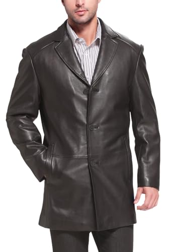 BGSD Men Carter 3-Button New Zealand Lambskin Leather Car Coat (Also available in Big and Tall and Short)2
