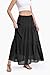 Jouica Women's Pleated Skirt Chiffon A-Line Elastic High Waist Flowy Double Layer Causal Maxi Skirts for Women 2026,Black,Large