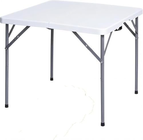 Genérico Compatible con Mesa Plegable Cuadrada de Resina de 34', Patas Plegables, Mesa de Juego de plástico for Interiores y Exteriores, Color Blanco.