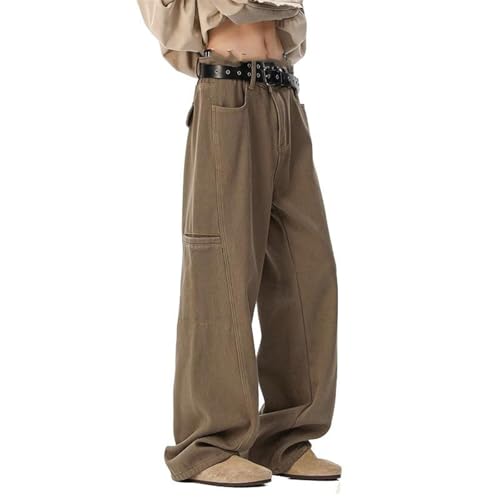 Men's Cargo Jeans Spring Summer Loose Straight Casual Wide-Leg Pants