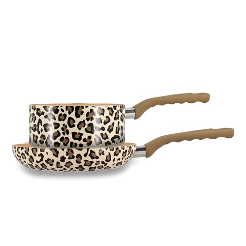 MENASTYL - Lot poêle 24cm et casserole 18cm léopard en alu revêtemen ceramiq - 6021080