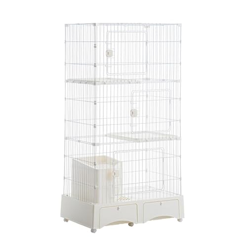 Cage pour chat enclos intérieur extérieur spacieux blanc
