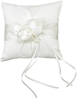 Lovely Bud Wedding Pocket Ring Pillow Cushion Bearer 15 x 15cm, Beige, Square, (r32r2)