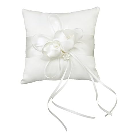 Ivory Wedding Ring Pillow with Ribbon Cover