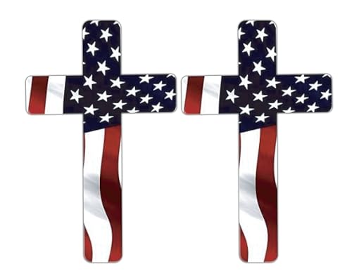 Image of THATS IT! American Flag Christian Cross Stickers | Removable Decal Car Bumper | Indoor Outdoor Window Sticker | Vinyl Decal for Laptop, iPad | Waterproof & Long Lasting | TI - 311