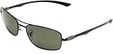 Ray-Ban RB8309 Steel Aviator Sunglasses, Black Frame/Green Polarized Lens, 59 mm