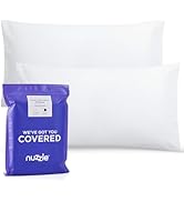 Nuzzle Pillow Cases King Size, 100% Cotton Pillowcases with Envelope Closure, White Pillow Covers...
