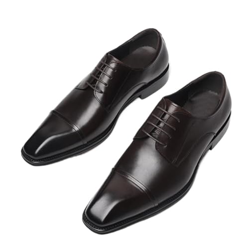 Men's Pointed Toe Oxford Shoes Lace-up Fashion Party Block Heel Shoe Breathable Vegan Leather2