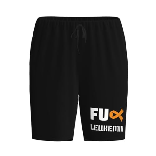 Fuck Leukemia Awareness Pajama Shorts for Men, Men's Pajama Bottoms, Sleepwear for Summer2
