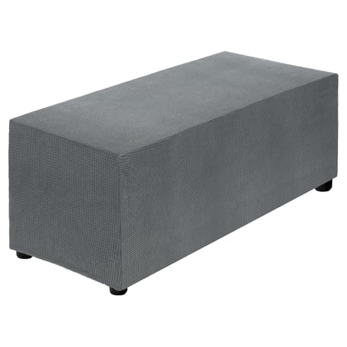 Funda otomana gris oscuro XL para taburete rectangular de 130-160 cm 2
