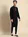 KISAH Men's Kurta, Front Open Jacket & Pajama Set - Indian Ethnic Kurta Waistcoat Pant Set for Weddings & Festive Occasions, Black-1-38