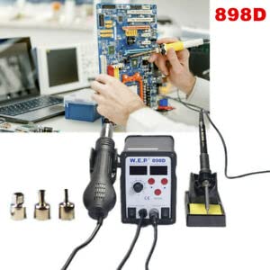 Stacja lutownicza na gorące powietrze kolba lutownicza 220 V SMD Rework Station 700 W 3 ozzles 898D