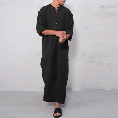 Robe musulmane homme caftan manches longues dashiki traditionnel thobe