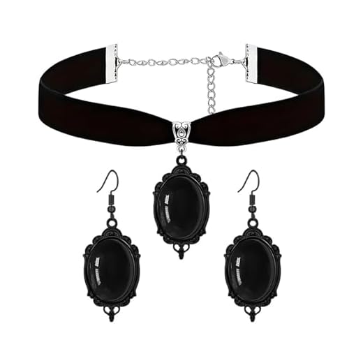 Dreuyet Conjunto de brincos gargantilhas de veludo de cristal preto gótico para mulheres vintage cristal vermelho preto brincos góticos místicos vitorianos colar estilo punk bijuteria de fantasia de