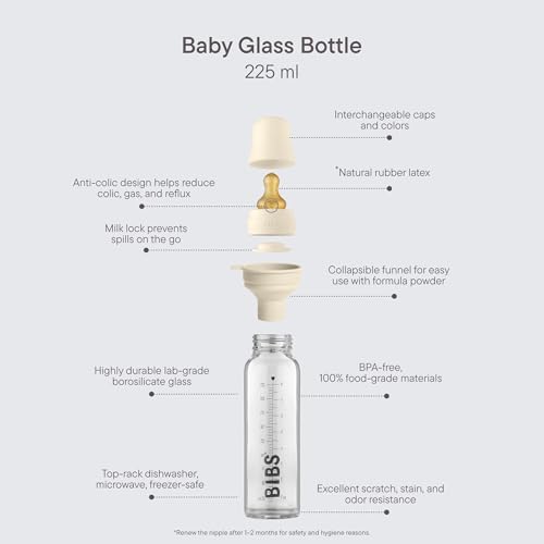 BIBS Baby Glass Bottle 225 ml biberon Blush 225 ml - 2