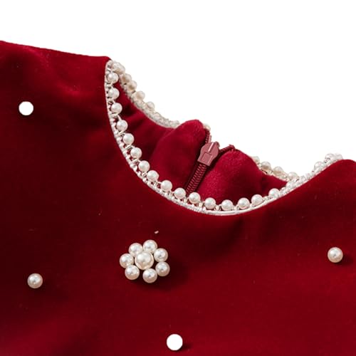 famuka Baby Toddler Girl Red Dress Long Sleeve Princess Dress3
