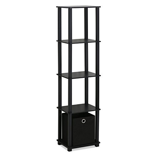 FURINNO Decorative Shelf With Bin, Black