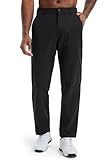 Libin Men's Golf Pants 30' Quick Dry Lightweight Classic Fit Stretch Work Dress Business Casual Pants for Men Comfy Lounge Trousers with Pockets, Black, 40W x 30L