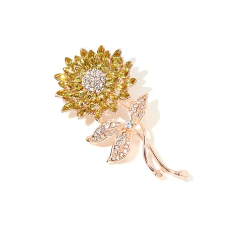 Image of Rhinestone Flower Brooch Pin Pink Blue Crystal Sunflower Brooch Big Large Bouquet Brooch Pin Wedding Ball Birthday Party Brooch Elegant Clothing Hat Bag Accessories Jewelly for Women