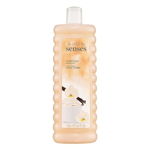 Avon Senses Vanilla Cream Bubble Bath for Women 24 fl oz Relaxing Foaming Bubble Bath with Madagascar Vanilla Musk Scent Long Lasting Bath Bubbles & Bath Foam for Soft Smooth Skin