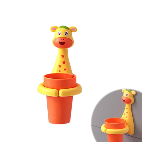 Nizirioo Portaspazzolino per bambini, portaspazzolino con tazza, portaspazzolino senza foratura, portaspazzolino da parete, simpatico portaspazzolino per neonati e bambini (dolce REH)