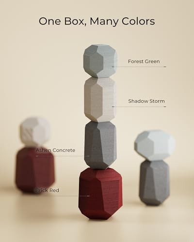 Image of Marble PLA Filament 1.75mm Bundle, 3D Printer Filament Bundle Multicolor, Individually Vacuum Packed, 250g Spool, 4 Rolls, Ashen Concrete+Shadow Storm+Forest Green+Brick Red