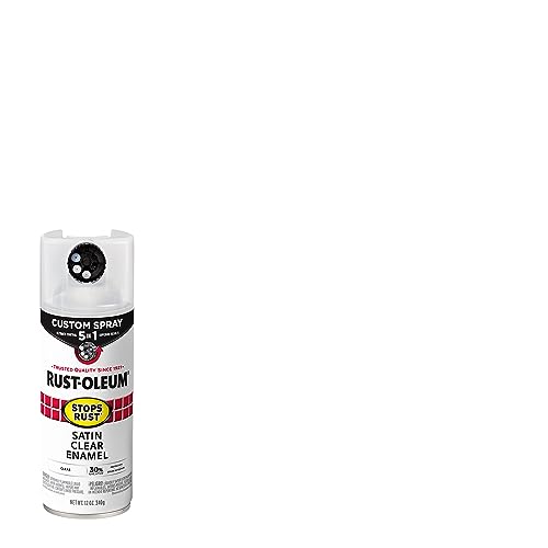 Image of Rust-Oleum Stops Rust Custom 5-in-1 Spray Paint, Satin Clear | Rust Preventive Protective Enamel, Multi Surface (Metal, Wood and More), Adjustable Dial for Better Control, Fast Dry, 6 Pack