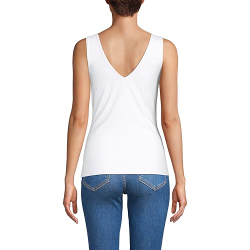 Lands' End Women's Tugless Double Layer Lace V-Neck Tank Top2