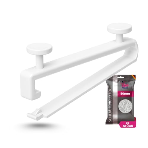 De-Plastik | Schlaufengleiter 24 STCK. | 50 mm Schlaufen | Innenlauf Vorhangschiene | Perfekte Aufhängung für Gardinen und Vorhänge | Verschließbar | Ideal für Wohnzimmer, Schlafzimmer und Büro | Weiß