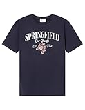 Springfield Camiseta con El Logo, Azul, M
