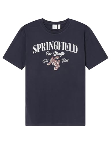 Springfield Camiseta con El Logo, Azul, M