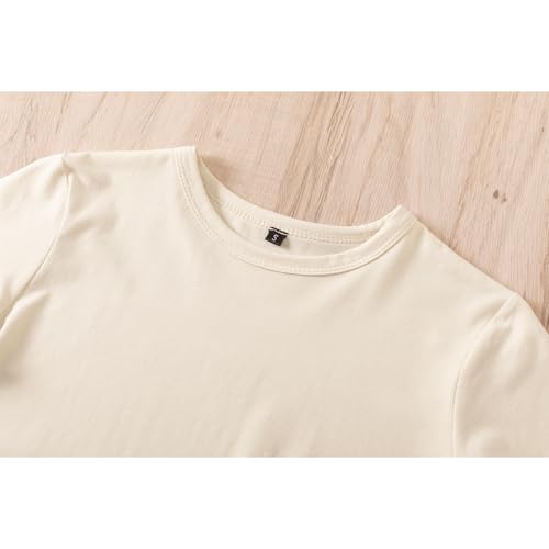 Image of KEEVICI Girls' Cute Strawberry Cow Print T Shirts Short Sleeve Crop Cotton Tops