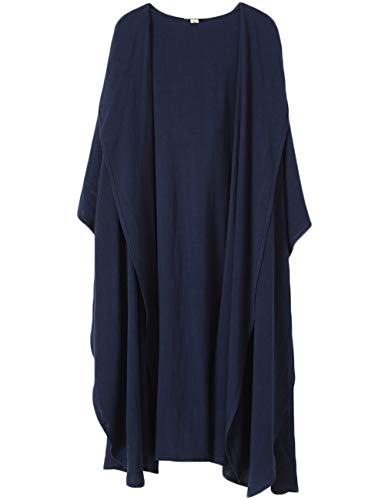 Mens Linen Cotton Draped Cardigans Half Sleeve Hooded Long Shawl Ruffle Trench Coat2