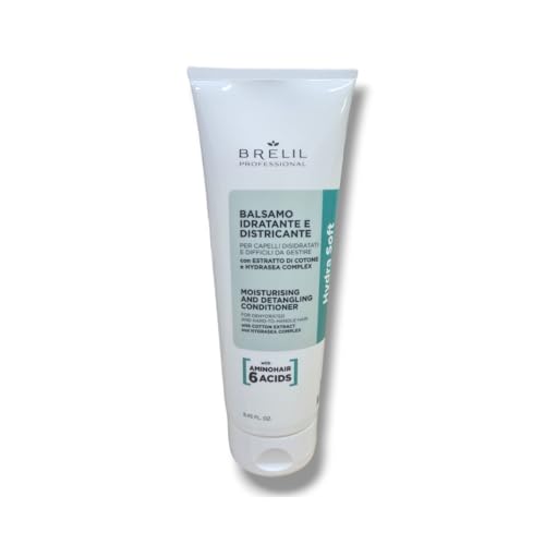 Brelil Professional Hydra Soft Treatment 220 ml – Acondicionador hidratante y desenredante – Fórmula cremosa para el cabello – Para un cabello sedoso y suave y fácil de peinar