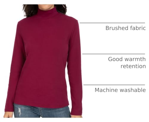 Image of Women's Cotton Mock Turtleneck Long Sleeve Basic Thermal Top