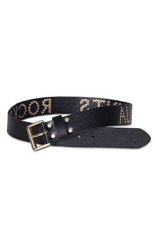 Women's 1.5 Inch Rocks Studded Leather Belt, Roller Buckle, Adjustable Sizing, Oxford, M4