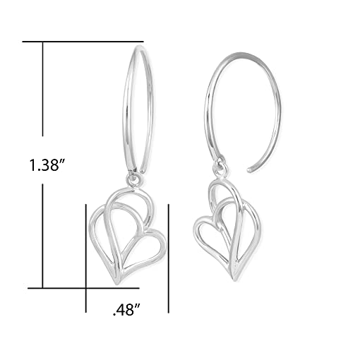 Boma Jewelry Sterling Silver Polished Twisting Heart Pull Through Hoop Earrings4