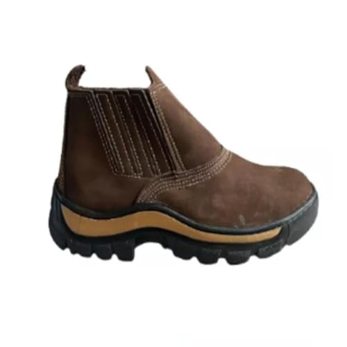 Bota Botina De Segurança Epi Couro Nobuck Marrom Café Preta e Verde Oliva 36 Ao 45 (Marrom Café, BR,