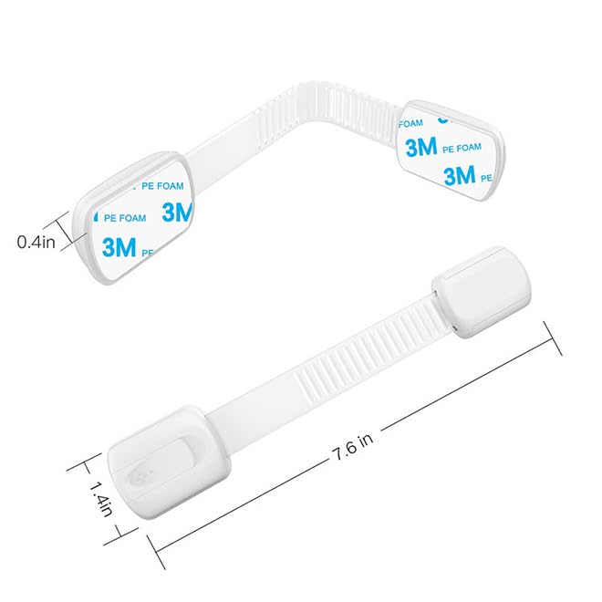 CHENGZI 6-Piece Baby Safety Locks with Adjustable Strap and Latch System, white - Image 2