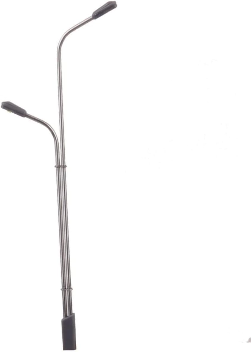 EXCEART 10pcs Scale Model Street Light Dual-Head Lampposts with Wires Bulbs White Height for Dollhouse Model Layout Decoration