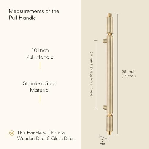 Image of LAPO Stainless Steel Main Door Handle 28 Inch | Antique PVD Gold Finish Heavy Duty Pull Handle | Hole to Hole Size 18 Inch | Durable Entrance Handle for Home & Office | 3 Years Warranty