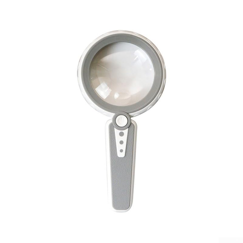 Accarugty Lupa LED de mano con zoom dual y 6X, 12 LED blancos brillantes para leer, inspeccionar joyas, manualidades y trabajos de primer plano, portátil, ligera (lente doble)