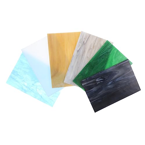 YOSADIER 6 Hojas de mica de colores vistoso mosaicos muro catedral suministros para manualidades decoración del arte de la joyería arte de vidrieras juego de vidrieras Vidrio