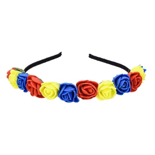 Love Sweety BOHO Floral Crown Rose Flower Headband Hair Wreath (Red Yellow Blue)