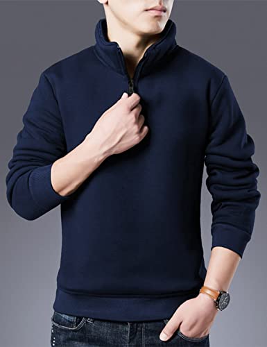 Yeokou Mens Fashion Warm Fleece Quarter Zip Sweatshirt Thick Sherpa Lined Pullover Tops thumb #1