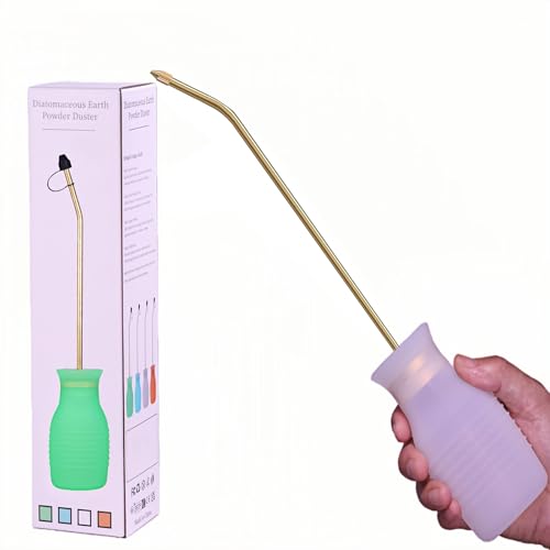 Image of Diatomaceous Earth Duster, 230ml Large, Powder Duster Kit with Long Copper Tube & Folding Funnel, Indoor Outdoor Silicone Sprayer Heavy Duty Bulb Applicator for Home and Garden(White)