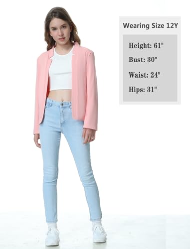 Image of Mebius Girls Blazer Jacket with Inner Pocket Long Sleeve Notched Collar /Lapel Collar Open Front Casual Kids Blazers Suit