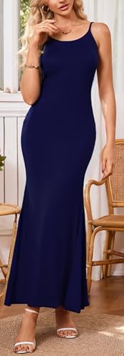 Image of Women's Summer Sexy Bodycon Maxi Dress Spaghetti Strap Elegant for Holiday Beach Vacation